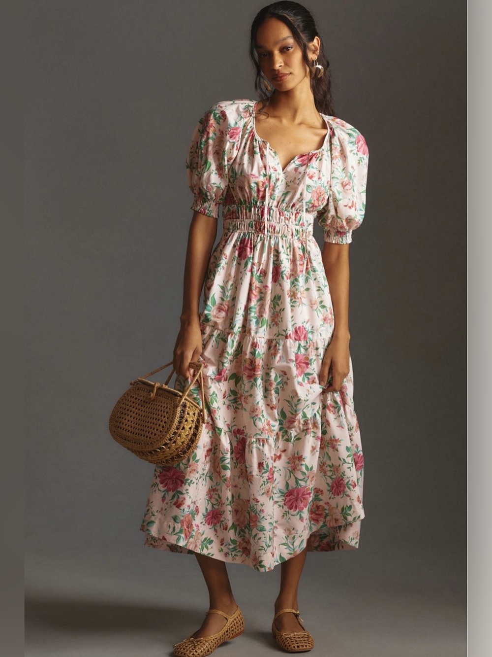 Anthropologie The Somerset Maxi Dress Puff-Sleeve